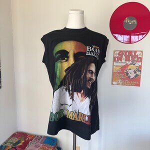 Vintage Bob Marley Graphic Two-sided Cutoff Tank Casual Top